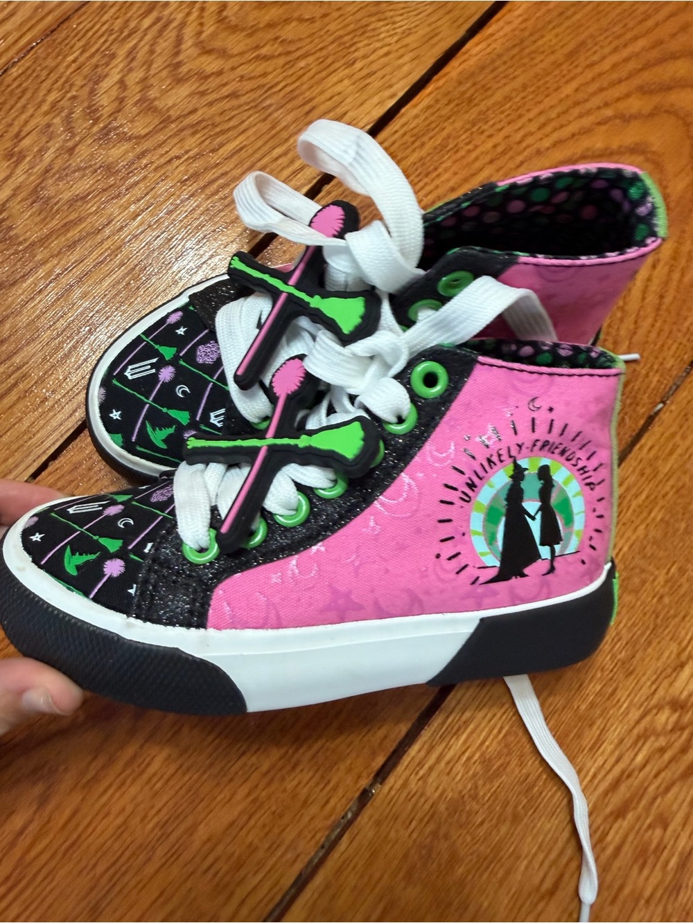 Wicked Kids Pink High-Top Sneakers with Green Accents